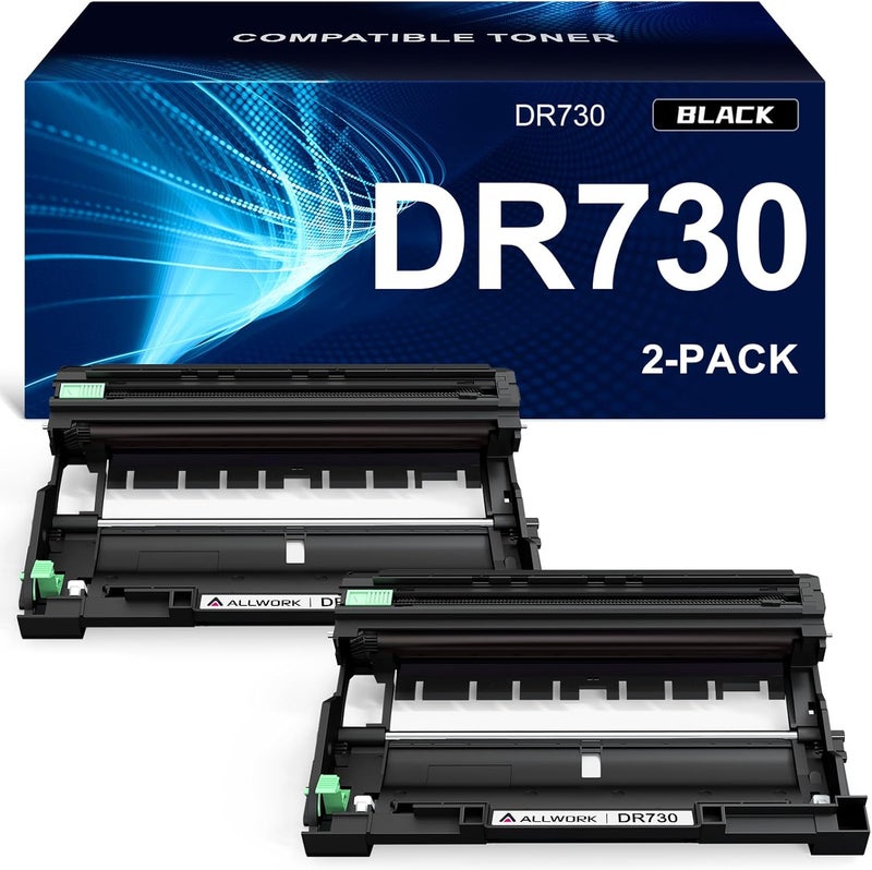 ALLWORK DR730 Drum Unit Compatible Replacement for Brother DR730 DR-730 DR760 Drum Unit for Brother Printer mfc-l2710dw mfc-l2717dw mfc-l2750dw mfc-l2690dw Drum, 2PK Black, 12000 Page, High Yield - Image 1